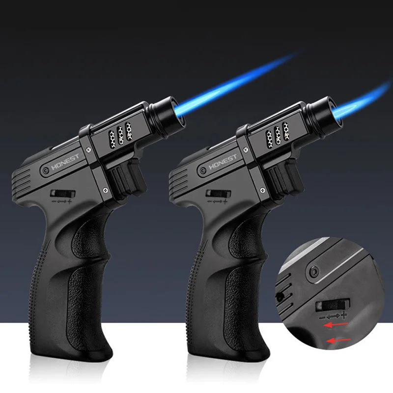 Газовый пистолет зажигалка высокого Ёмкость ветрозащитный фонарь бутан Jet турбо