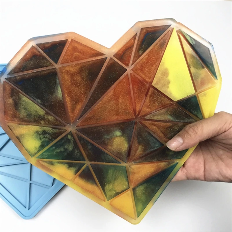 

2 Pcs Love Heart Tray Pad Feather Plate Epoxy Resin Mold Silicone Mould DIY Crafts Decorations Ornaments Casting Tools