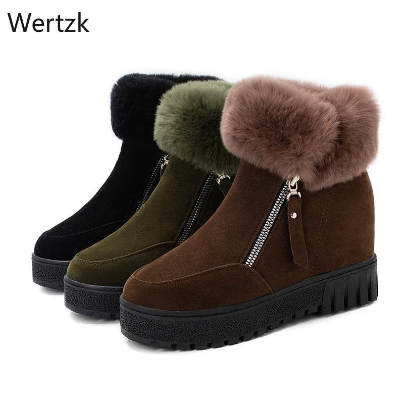 Женские зимние ботильоны женские ботинки из флока на платформе с молнией