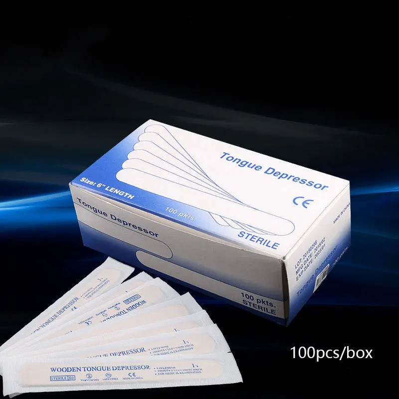100 шт./лот одноразовые деревянные воском язык депрессоры стерилизованные