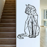geometric cat wall sticker nordic style pet vinyl decal for kids room wall decoration pets shop window stickers simple removable
