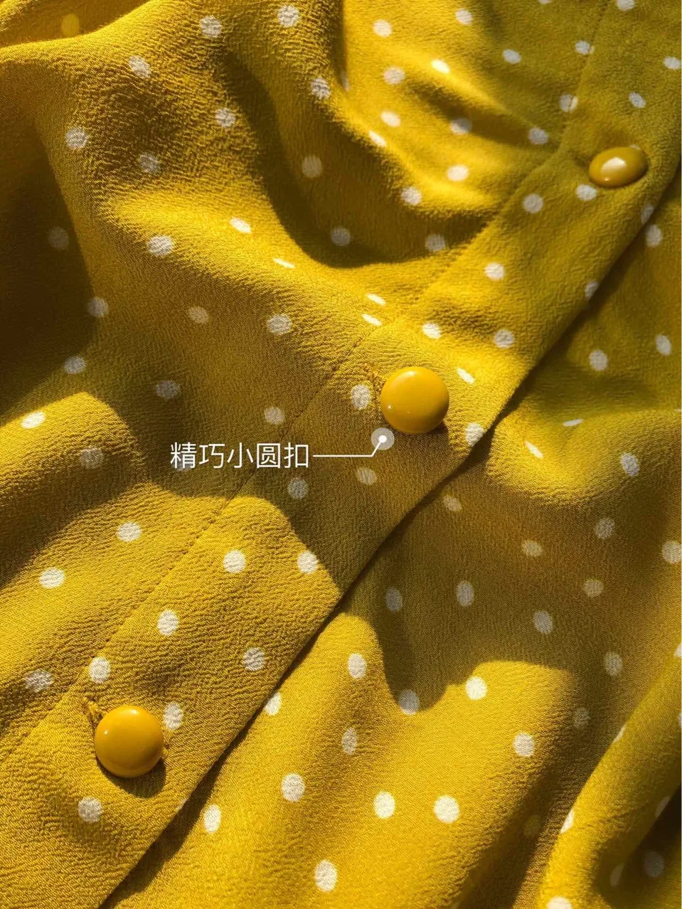 

2021 Spring-Summer Simple Yellow Polka Dot Short Sleeve 100%viscose Mini Dress