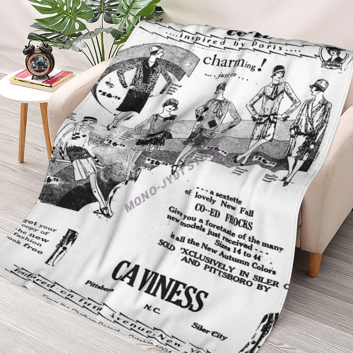

1924 Caviness Clothing Store Ad Throw Blanket Sherpa Blanket cover Bedding soft Blankets