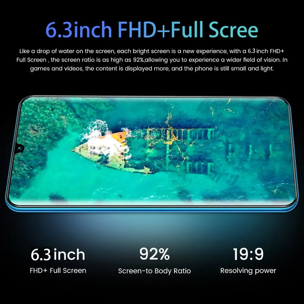 

Global Version SHIQIANG Note23 Pro Cell phone 6.3Inch RAM 2 ROM 16GB Face Unlocked Smartphones 8.0MP Dual SIM Card 5600mAh Phone