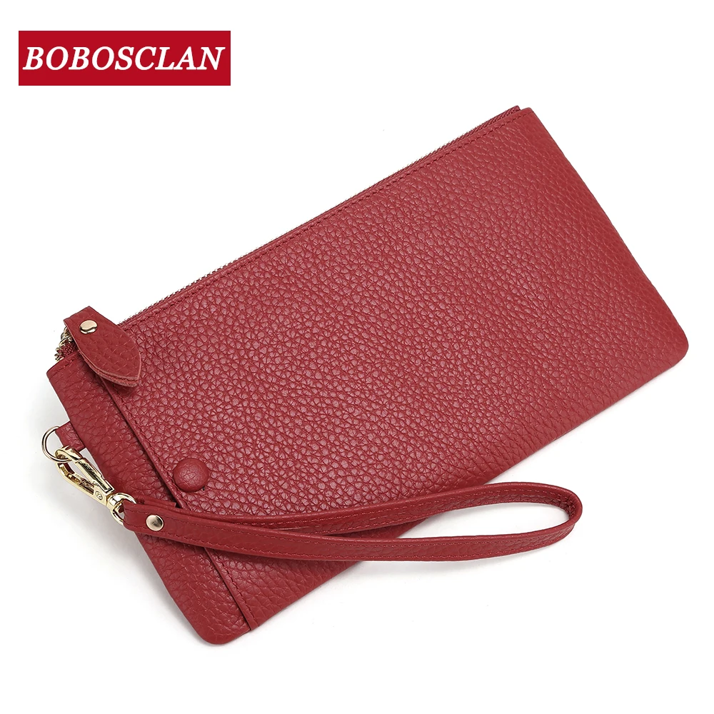 Женский кожаный бумажник BOBOSCLAN модный кошелек из натуральной кожи с карманом для