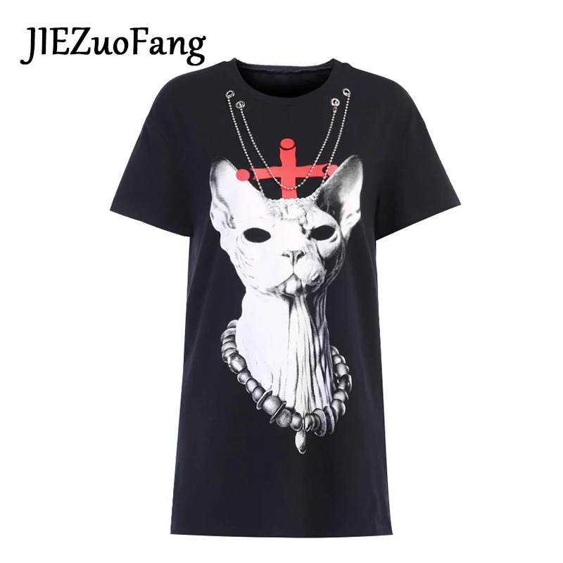 Футболка JIEZuoFang Женская в готическом стиле модная свободная уличная одежда панк