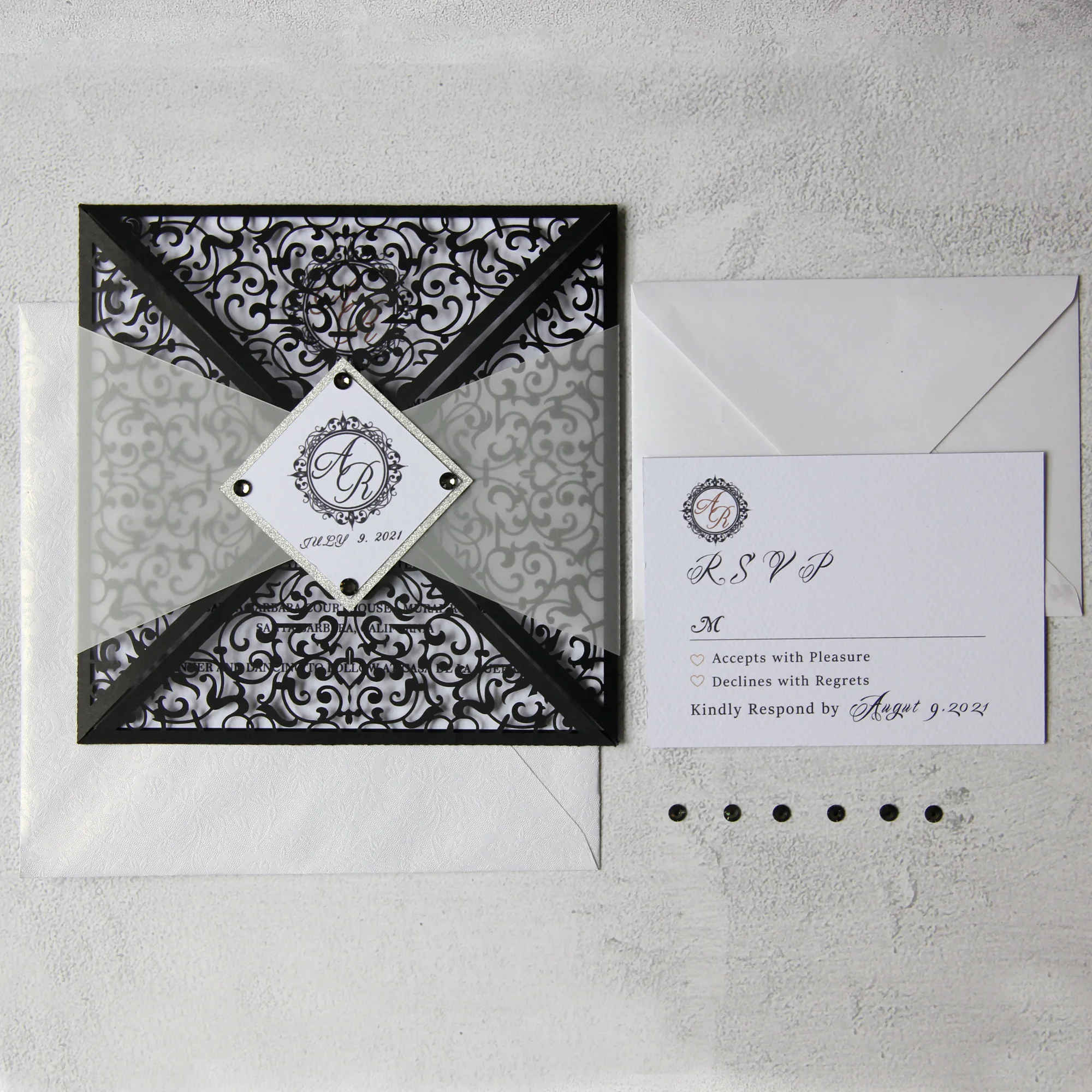Print custom invitations Elegant Square Laser Cut Wedding Invitations Cards Wedding Decoration Party Supplies images - 6