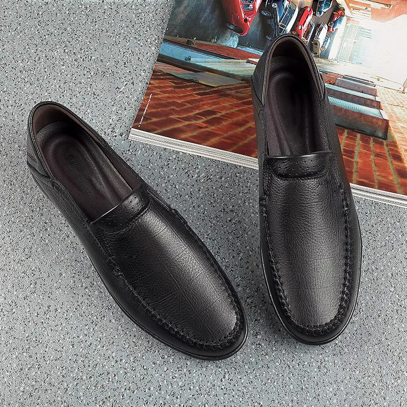 Men Casual Shoes outdoor Luxury Brand Genuine Leather Mens fashion Loafers Moccasins Comfy Breathable Slip on Driving Shoes a4