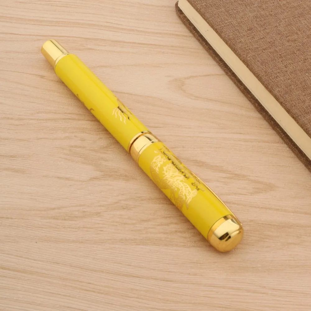 Роскошный качественный перьевая ручка Желтый Фарфор китайская живопись Золотой