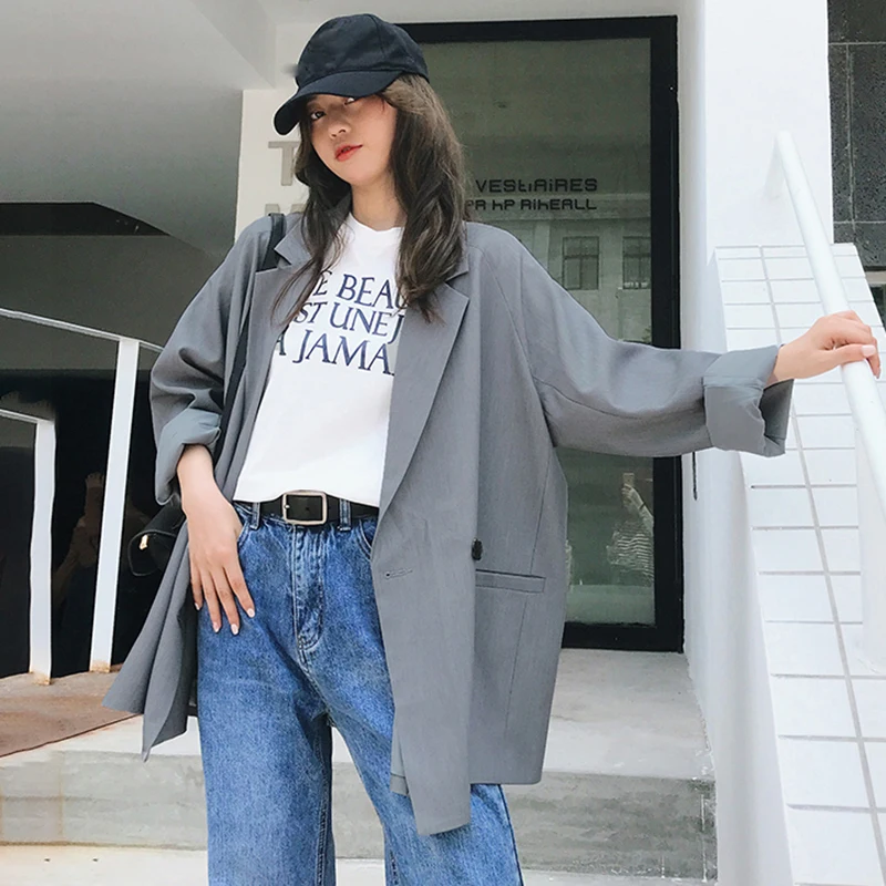 LANMREM 2020 новый модный весенний офисный женский свободный Двубортный повседневный