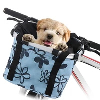 foldable bike basket removable small pet cat dog carrier bicycle basket quick release detachable cycling bag for picnic shopping