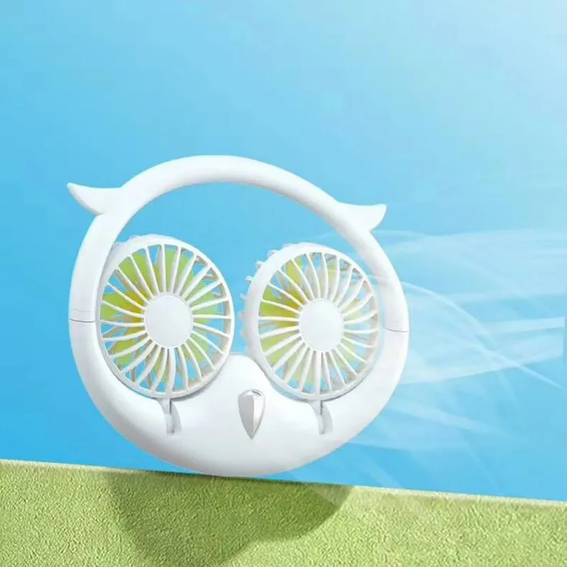 

Portable USB Mini Fan Neck Fan RechargeableCute Owl Shape Fan Light Usb Desk Hand Air Conditioner Cooler