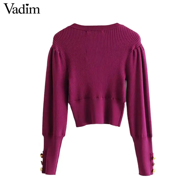 Женское элегантное платье vadim вязаный кроп Топ длинный рукав тонкие свитера