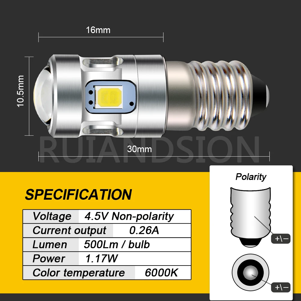 RUIANDSION 1 шт. E10 винтовая Базовая лампа фонарик сменный индикатор 2535SMD 500Lm точечный