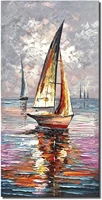 hand painted oil paintings on canvas sailboat wall hang art abstract seascape painting modern home art for living room no framed