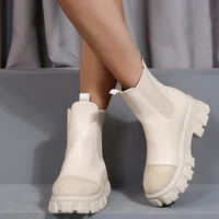 new chelsea boots women chunky non slip shoes model ankle boots female autumn fashion platform booties beige black plus 36 41 42