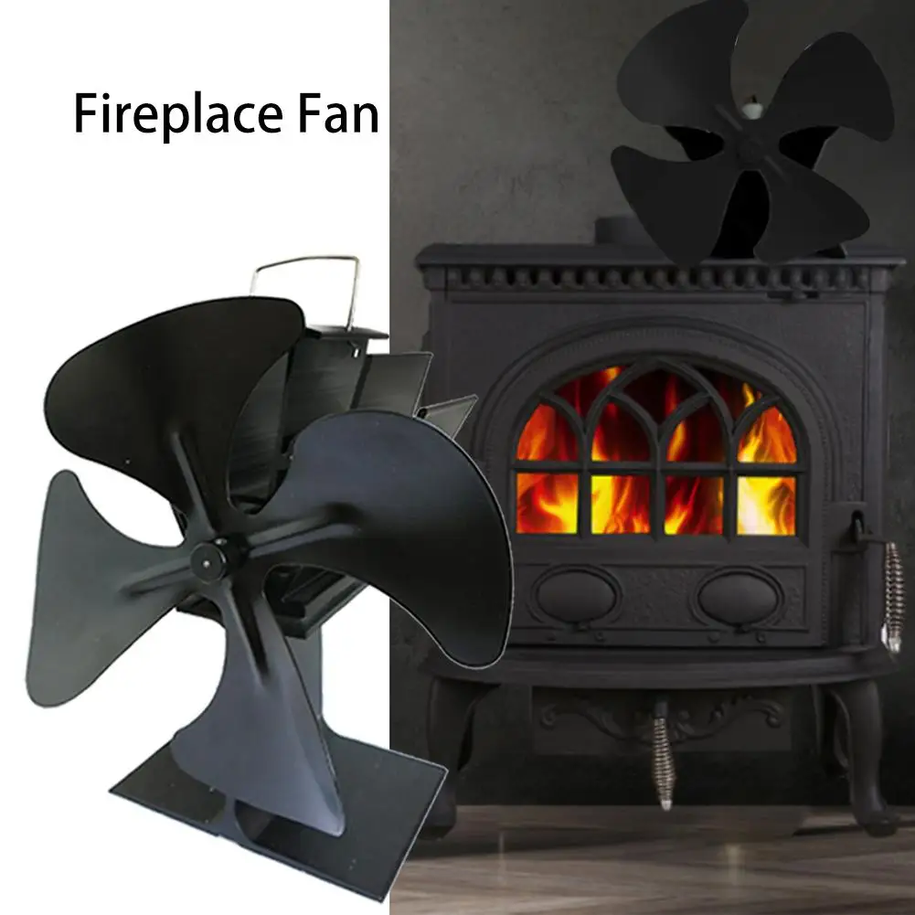 4 лопасти Тепловая плита вентилятор бревна комин деревянная горелка