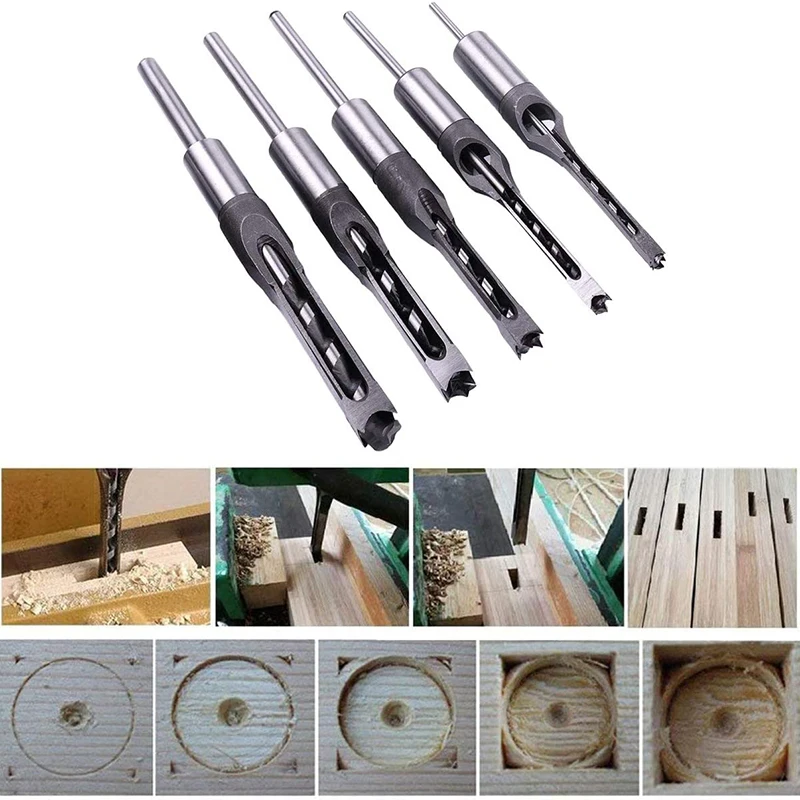 

Twist Drill Bits Woodworking Drill Tools Kit Square Auger Mortising Chisel Drill