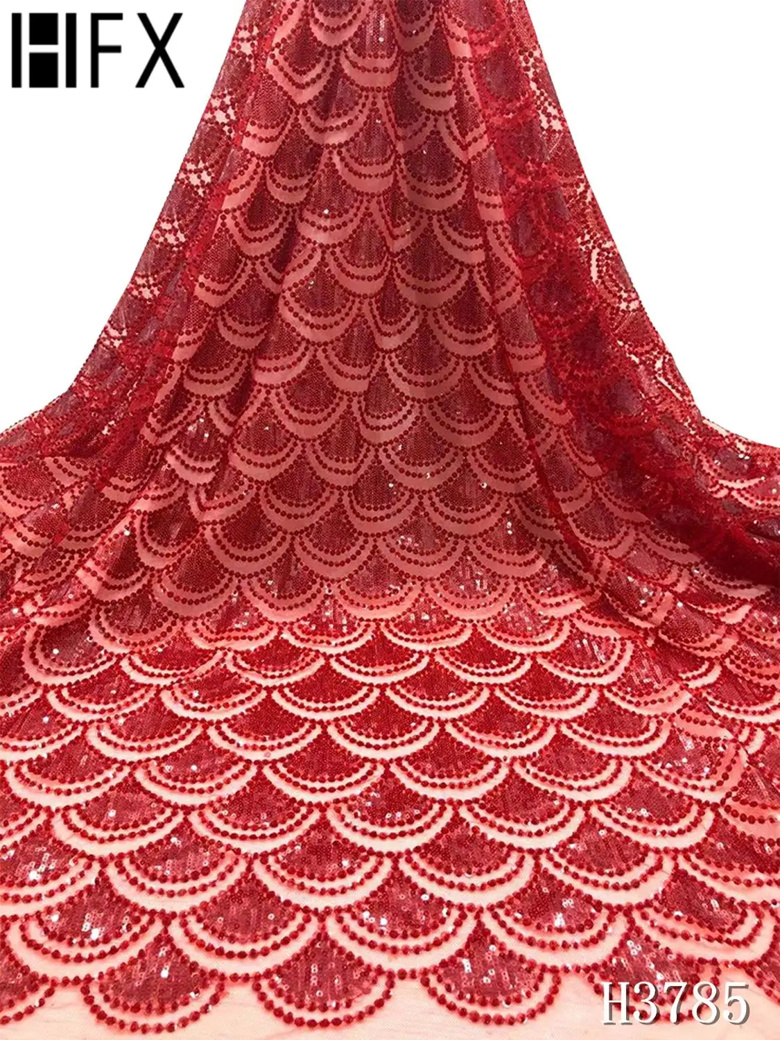 HFX нигерийская кружевная ткань с бисером 2020 Высококачественная блестками и