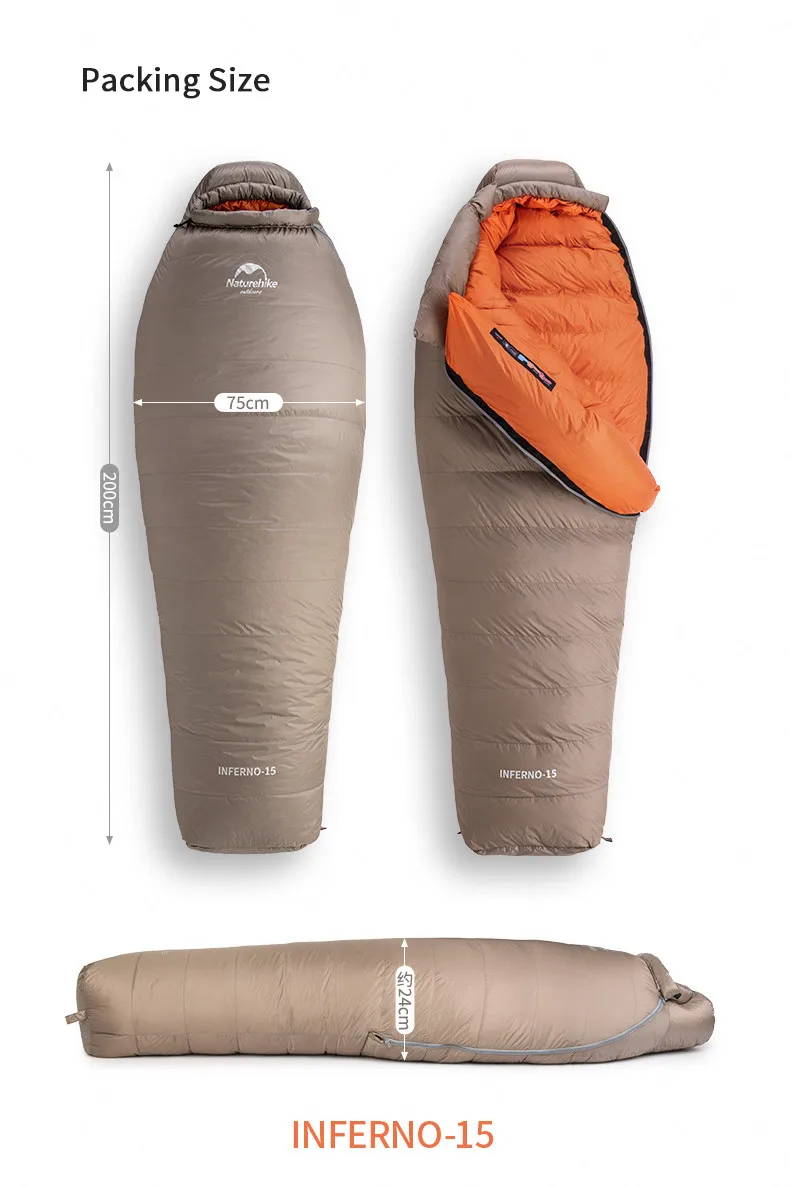 Naturehike зимний 750FP гусиный пух спальный мешок-21 ℃ утолщенный открытый кемпинг ветрозащитный Теплый Мумия портативный унисекс спальный мешок