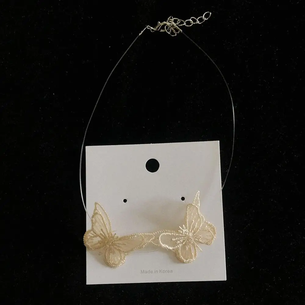 Шикарный корейский чокер ожерелье цепочка с бабочкой Милая Вышивка элегантный