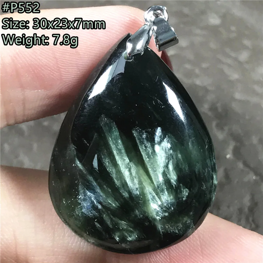 

Подвеска из натурального зеленого серафинита, ювелирные изделия для женщин и мужчин, подарок на восстановление богатства, хрустальные сере...