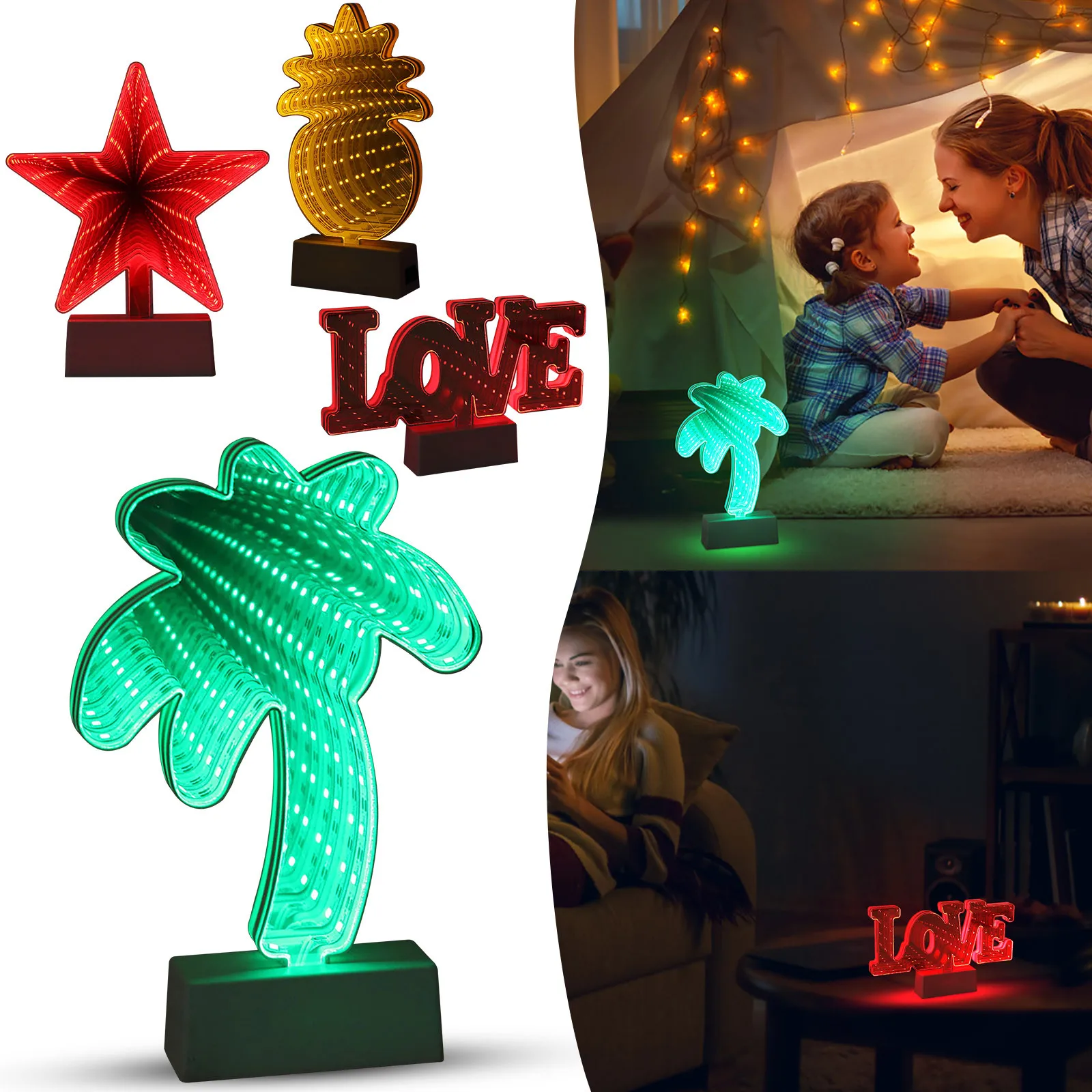 3D новинка звезды облако зеркальная туннельная лампа знака бесконечности