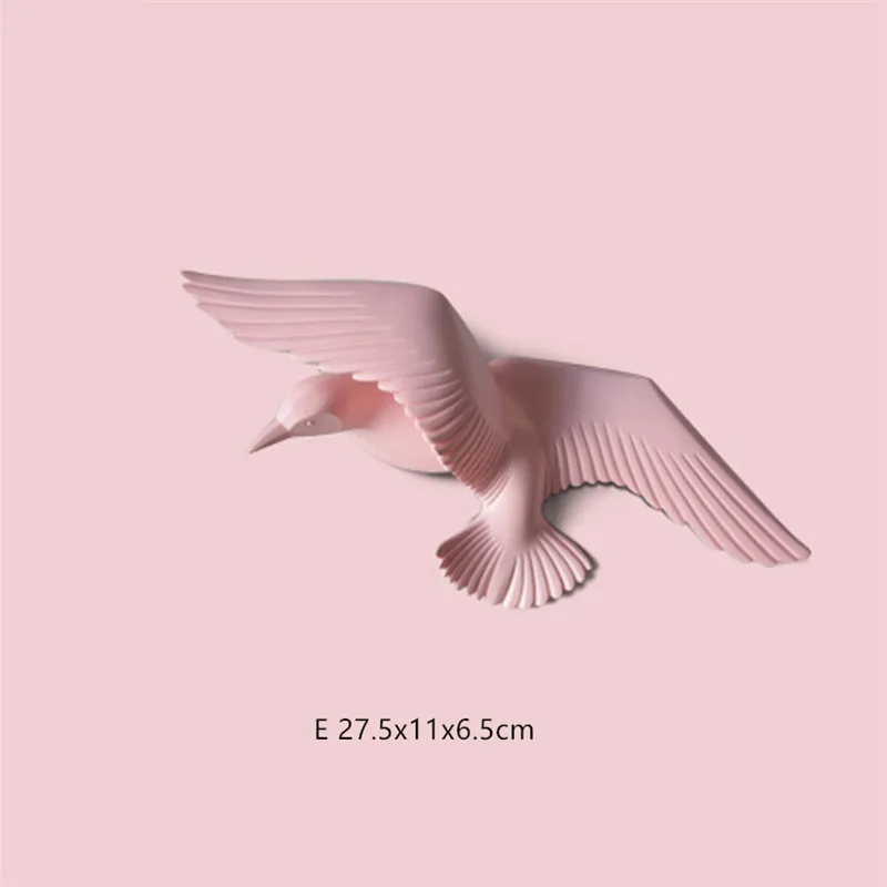 Pink E Европейский Креативный резиновый Настенный 3D орнамент в виде чайки, птицы, Настенная Наклейка для гостиной, телевизора, фоновое украшение, подвеска в виде животного - Цвет: Pink E