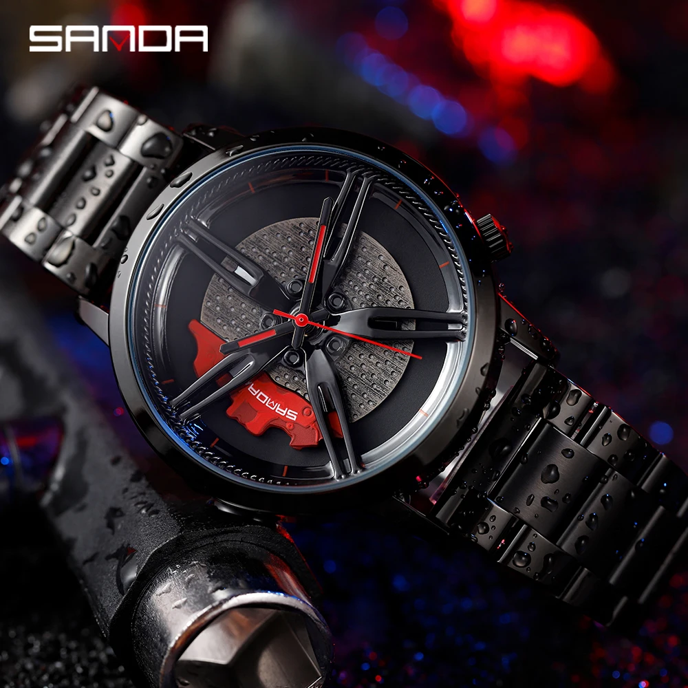 

SANDA Men Wheel Watch Classic Fashion Waterproof Sport Watch Men's Quartz Stainless Rim Hub Quartz Watch Relogio Masculino