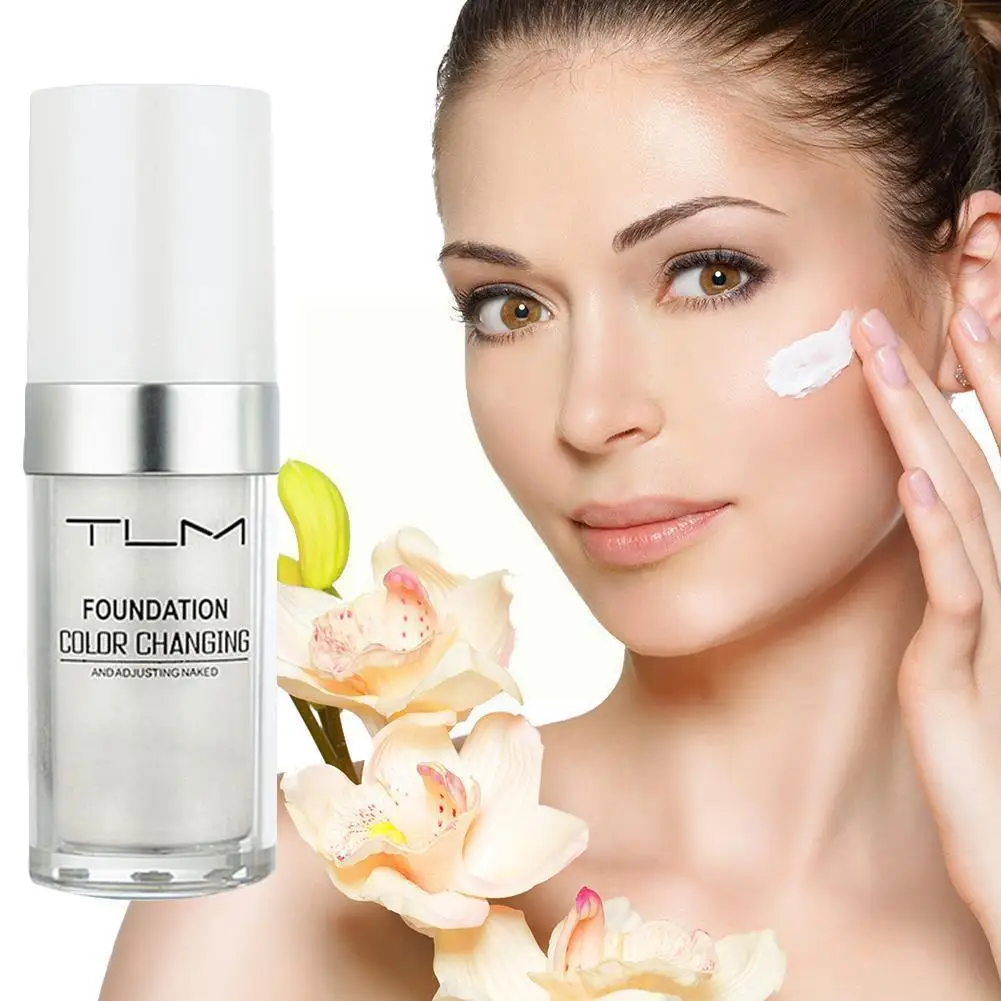 

30ml Tlm Liquid Foundation Color Changing Waterproof Face Cover Concealer Matte Moisturizing Brighten Face Makeup Primer