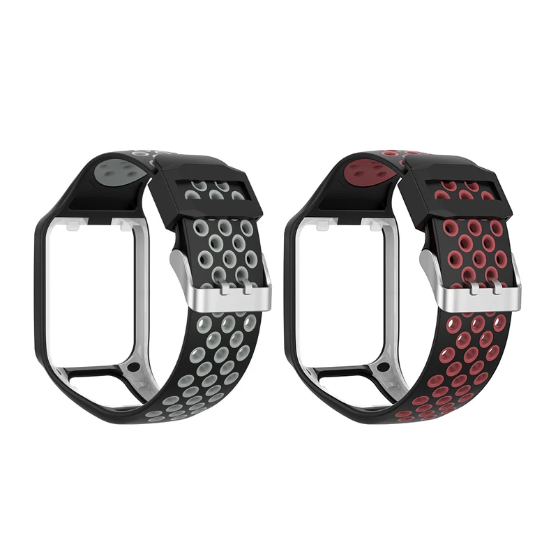 Силиконовый ремешок для часов браслет TomTom Runner 2/3 аксессуары умных черный + серый |