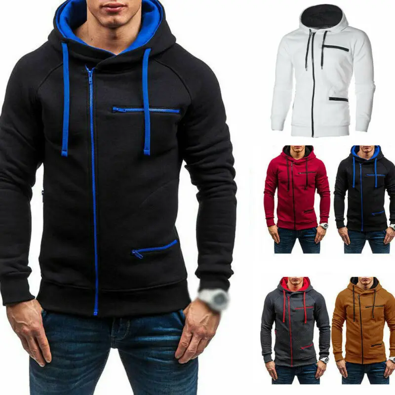 Мужская теплая толстовка с капюшоном Повседневная Толстовка модная однотонная