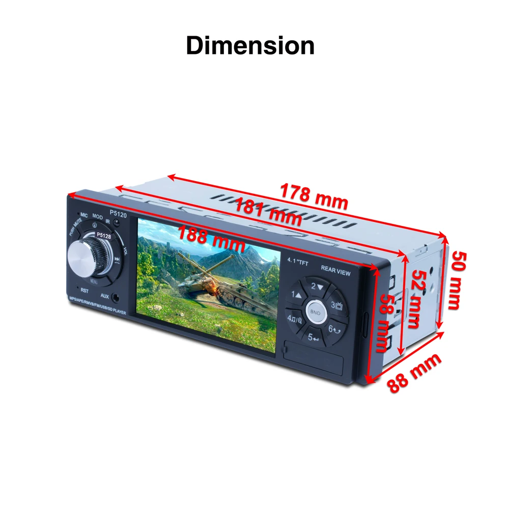 P5120 4 1 ''автомобильный MP5 плеер Bluetooth TFT экран стерео аудио FM станция Авто видео
