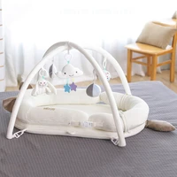 10056cm baby nest bed portable crib for newborn baby bed bassinet bumper with toy rack travel bed baby lounger solid cotton