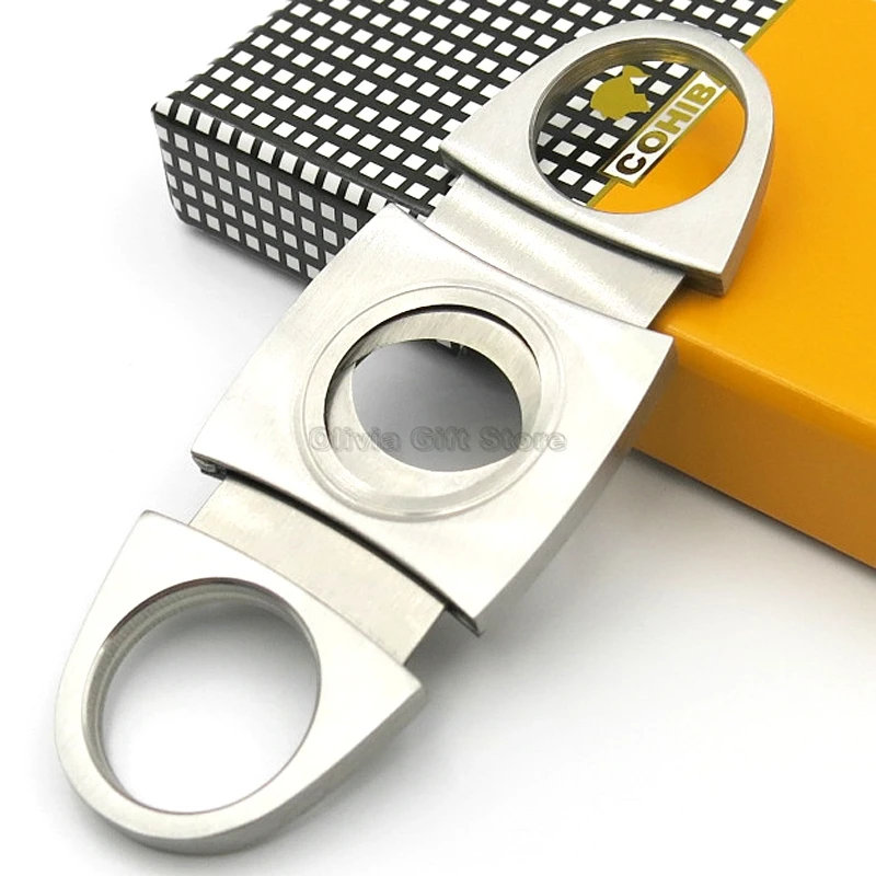 COHIBA Stainless Steel Cigar Cutter Sharp Blade Cigarette Metal Knife Guillotina With Gift Box Tobacco Smoking Tool | Дом и сад