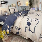 Комплект постельного белья для мальчиков и девочек, Простые Модные, для взрослых и детей, пододеяльник, пододеяльник, наволочка, милый текстиль с мультяшным медведем
