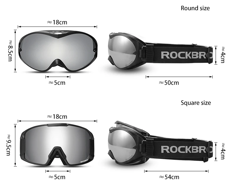 ROCKBROS Анти-туман лыжные очки двухслойные лыжные очки UV400 сноуборд очки PC объектив большая маска лыжные Мужские Женские очки дети