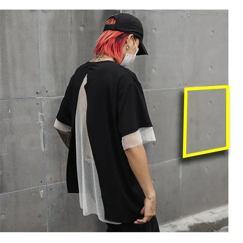 

Футболка мужская сетчатая с коротким рукавом, дизайнерская Повседневная модная уличная одежда в стиле хип-хоп, одежда для сцены, лето