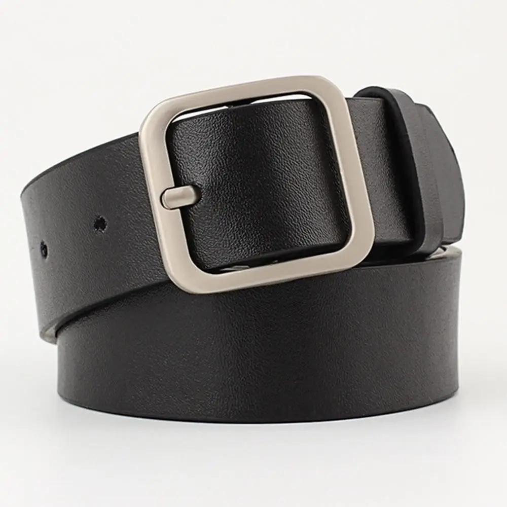 SliverBuckle Black AKTRIS Женская универсальная качественная Пряжка из сплава для ремней из искусственной кожи металлический Дамский Повседневный ремень для женщин джинсы 3,3 см Ширина LDWJ001 - Цвет: SliverBuckle Black
