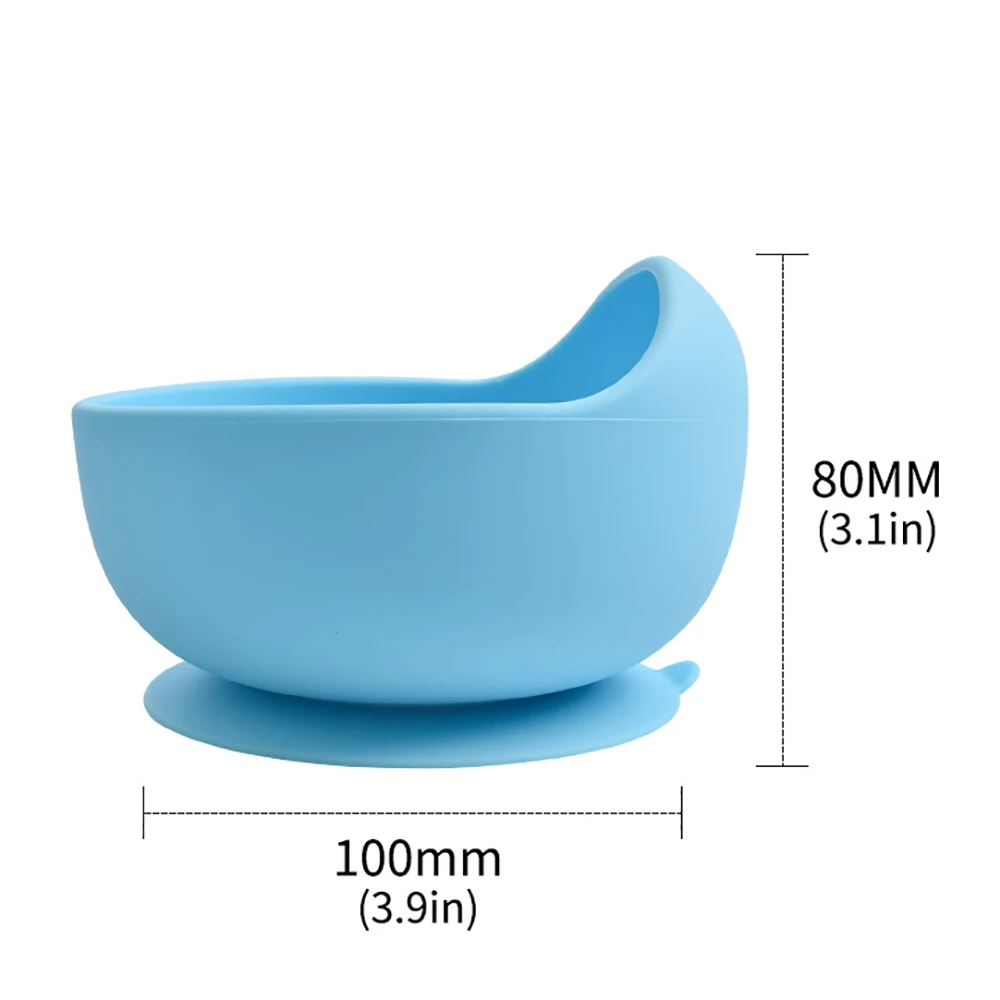 

Silicone Bowl Spoon Child Feeding Tableware Dinnerware Set Wooden Handle Baby Suction Cup Bowl Food Supplement Bowl For Newborn