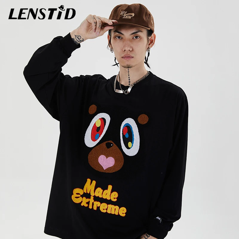 Футболка LENSTID мужская оверсайз в стиле хип-хоп уличная одежда Харадзюку с