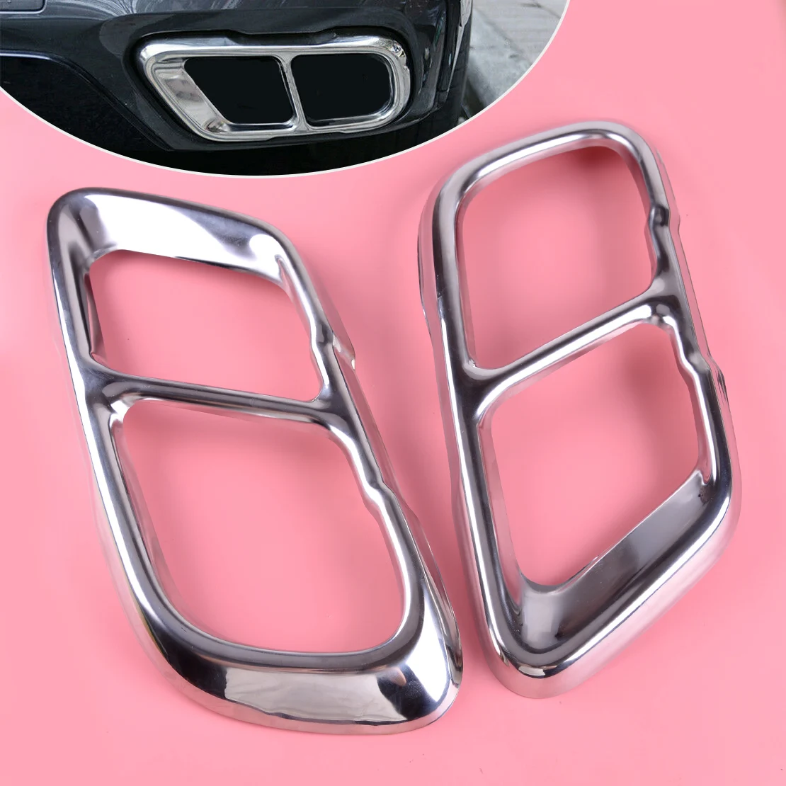 Beler 2 шт. серебристый нержавеющая сталь задний левый и правый глушитель накладка