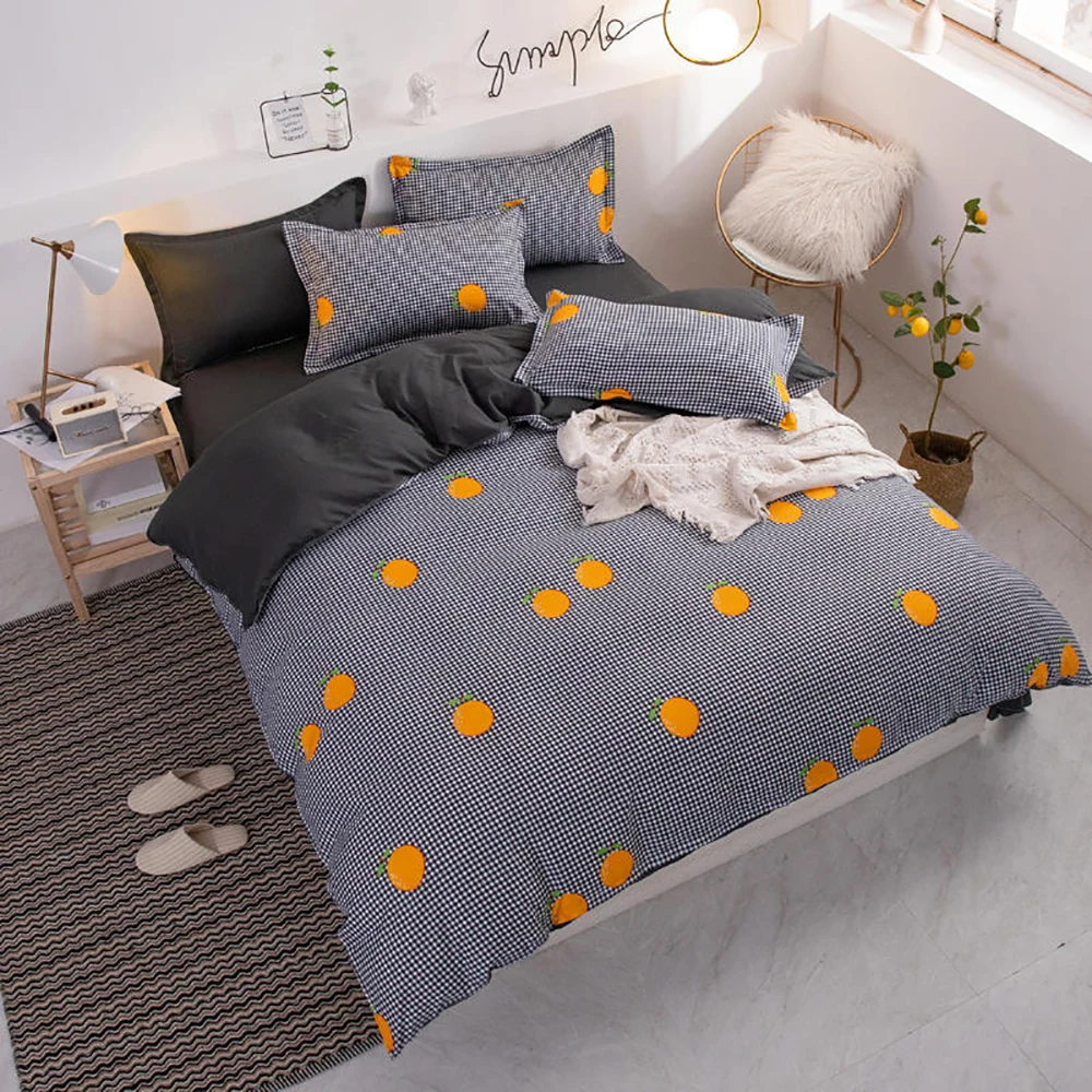 Thumbedding Cartoon Bedding Set For Children Chick Leaves Blue Duvet Cover Queen King Full Twin Single Unique Design Bed | Дом и сад