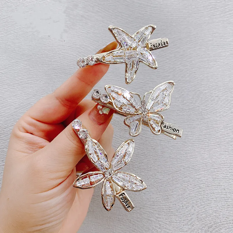 

For Women Geometric Starfish Hairpin Zircon Girl's Hair Ornament Lovely Bow Crystal Duckbill Clip Korean Female Hairpin Headwear