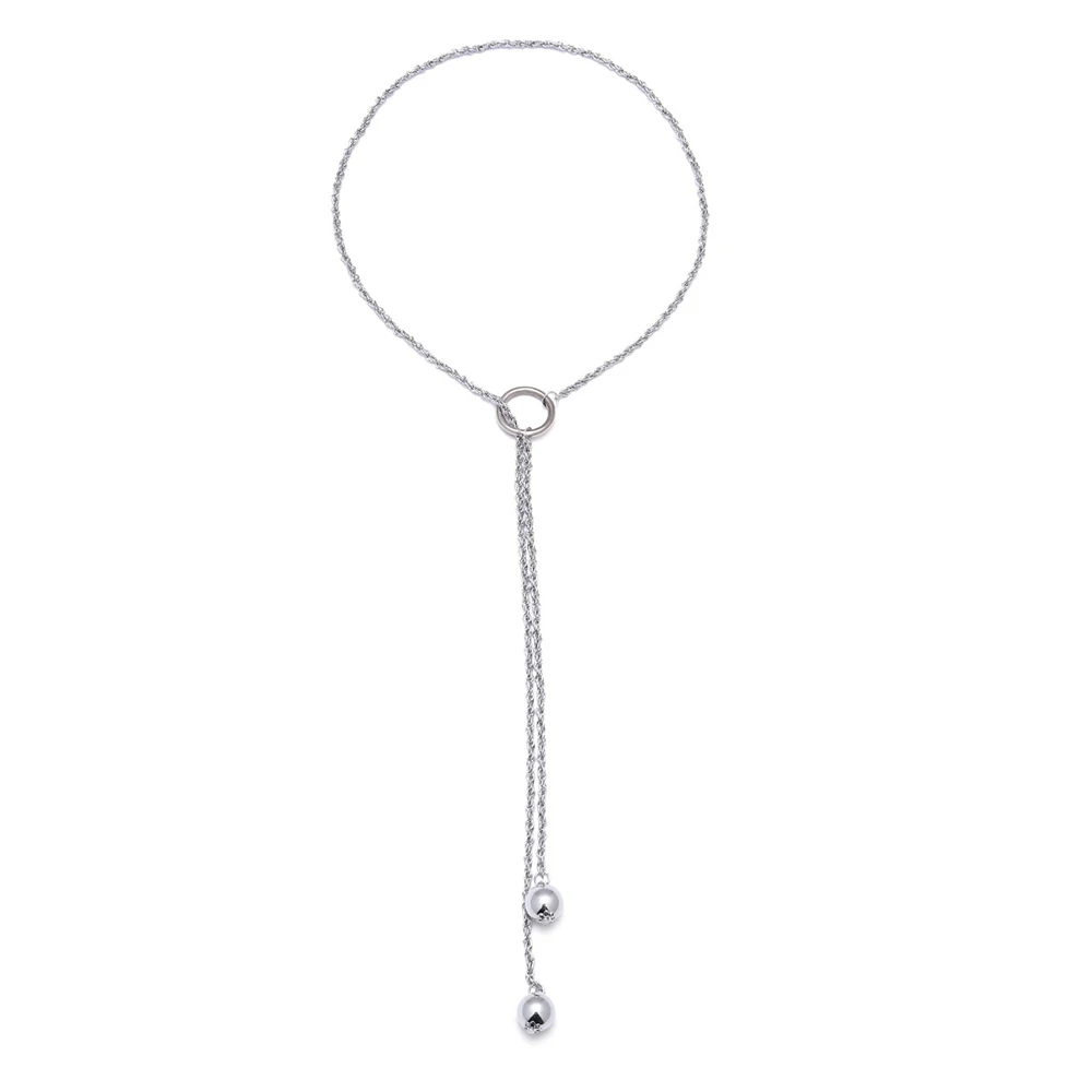 2019 элегантное Модное Длинное круглое металлическое ожерелье женское с имитацией