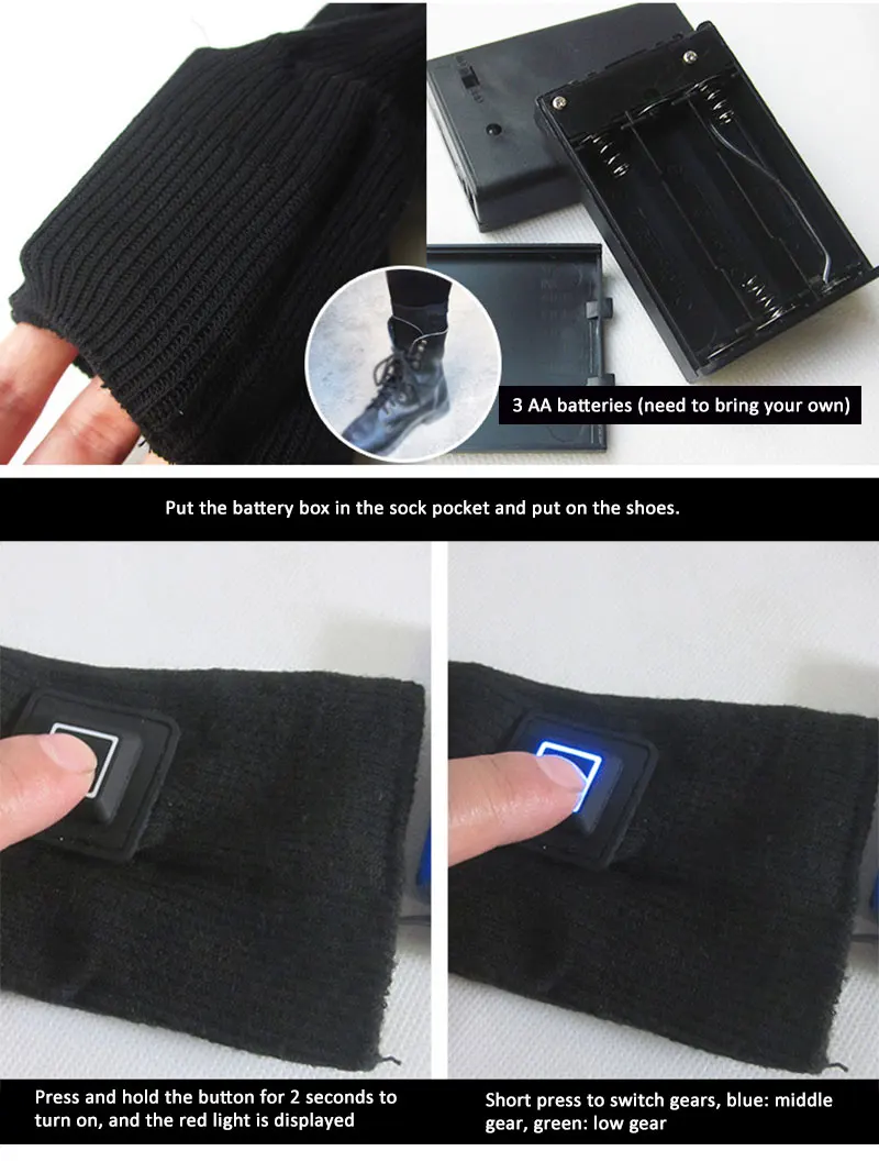 

Electric Heated Socks Rechargeable 2 Battery Foot Winter Warmer Thermal Sock Battery Socks Winter Outdoor Camping Socks