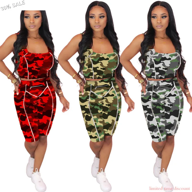 Женский спортивный костюм из 2 предметов короткий топ и шорты без рукавов| |