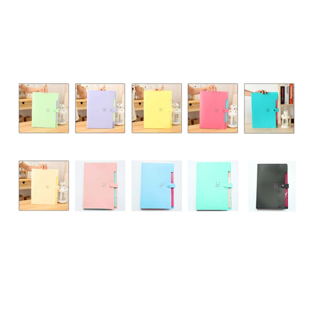 

5 Pockets Expanding File Folders A4 Letter Size Snap Closure Accordion Folder Paper Document Organizer Set (Yellow with