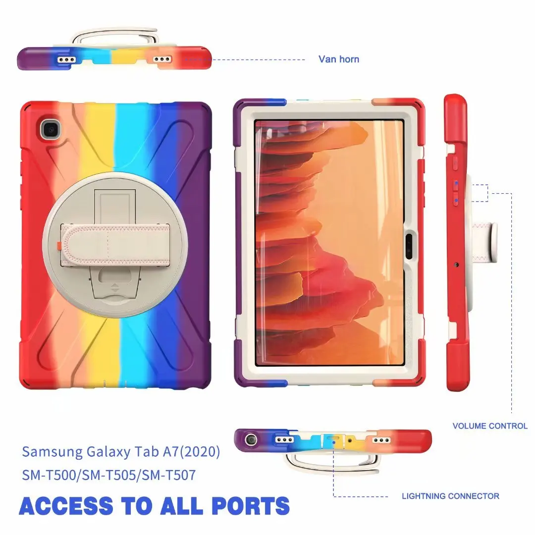 

Colorful Rainbow Case For Samsung Galaxy Tab A7 2020 T500 Rugged Armor Anti Shock Cover Tab A 8.0 2019 T290 T295 Shockproof Case
