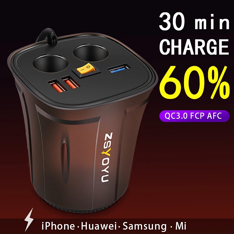 Макс. 5 в 4.2A 3 USB Автомобильное зарядное устройство для iphone samsung huawei двойной прикуриватель Автомобильная чашка Электронная зажигалка адаптер QC 3,0